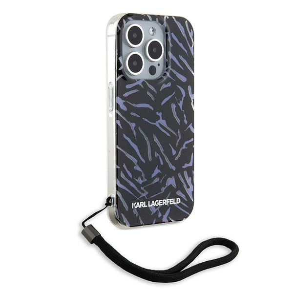 Funda para Apple iPhone 15 Pro Max, Karl Lagerfeld, Zebra with Cord Strap, Morado
