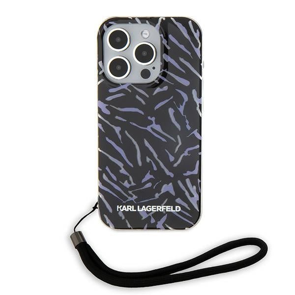 Funda para Apple iPhone 15 Pro Max, Karl Lagerfeld, Zebra with Cord Strap, Morado