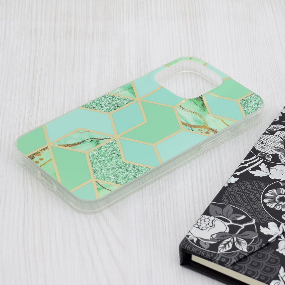 Funda para Apple iPhone 15 Pro Max, Techsuit, Marble, Verde