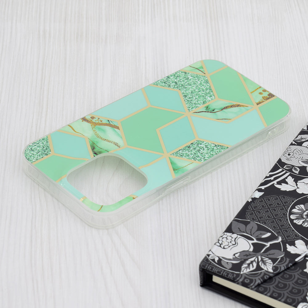 Funda para Apple iPhone 15 Pro Max, Techsuit, Marble, Verde
