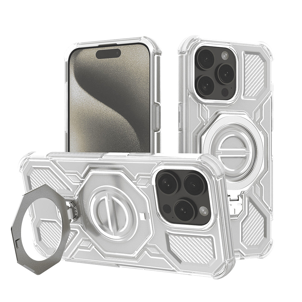 Funda para Apple iPhone 15 Pro, Techsuit, Carbon Shield Pro, Blanca