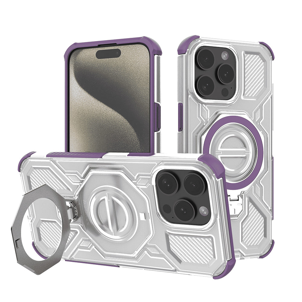 Funda para Apple iPhone 15 Pro, Techsuit, Carbon Shield Pro, Morado