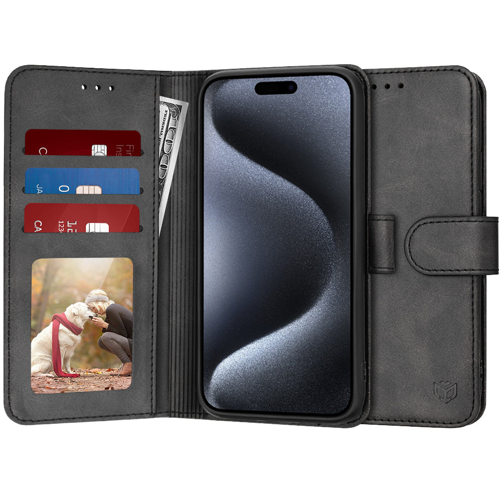Funda para Apple iPhone 15 Pro, Techsuit, Diary Book, Negra