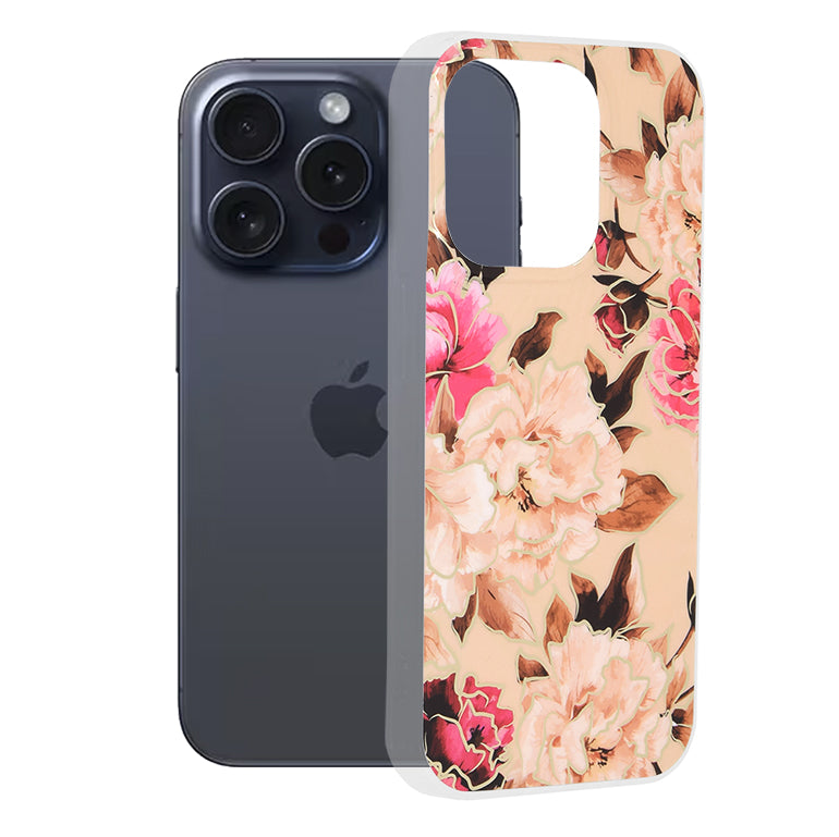 Funda para Apple iPhone 15 Pro, Techsuit, Marble, Beige