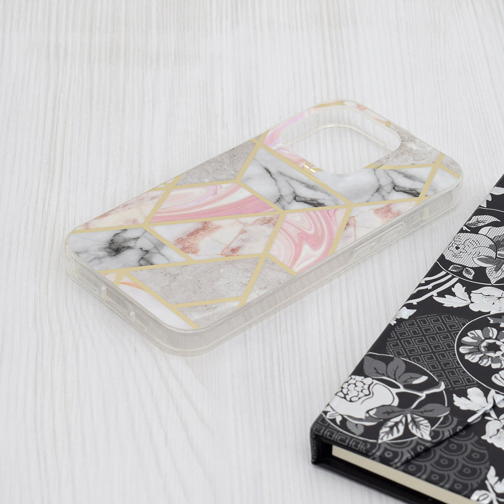 Funda para Apple iPhone 15 Pro, Techsuit, Marble, Rosa