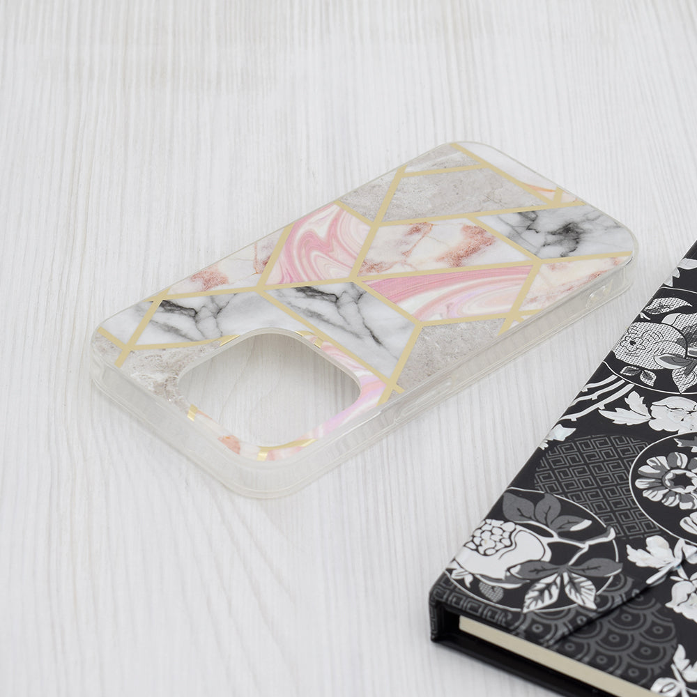 Funda para Apple iPhone 15 Pro, Techsuit, Marble, Rosa