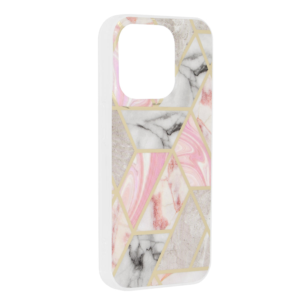 Funda para Apple iPhone 15 Pro, Techsuit, Marble, Rosa