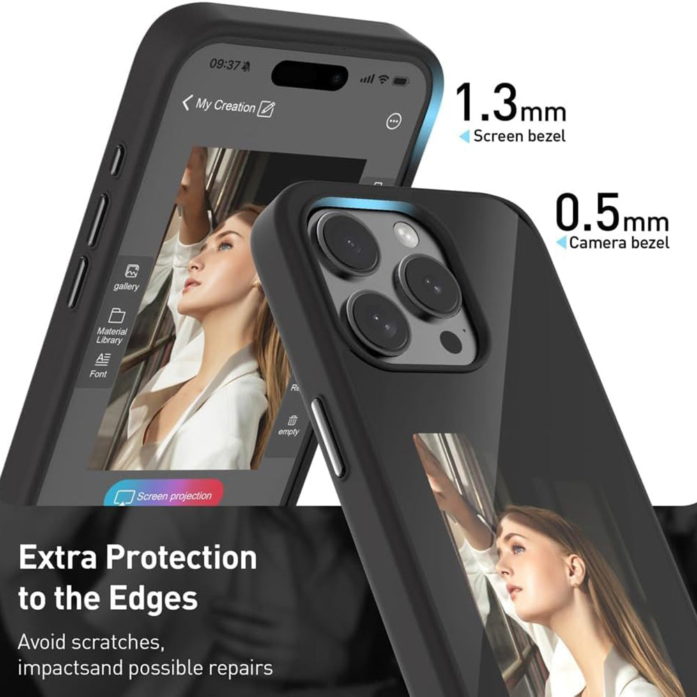 Funda para Apple iPhone 15 Pro, Techsuit, SmartScreen NFC, Negra