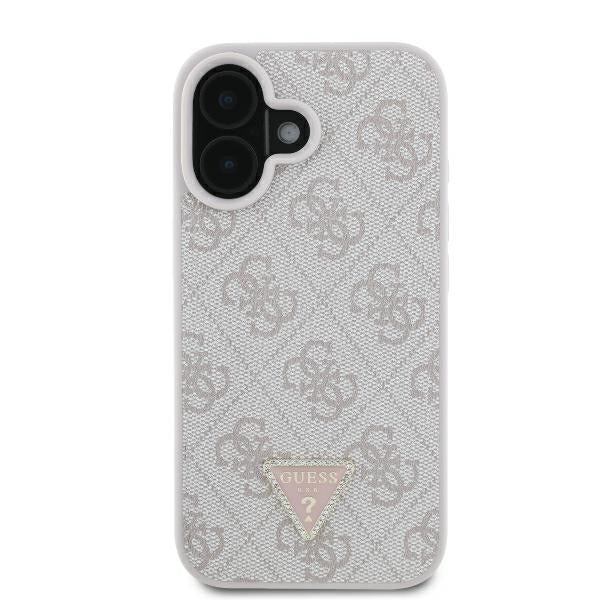 Funda para Apple iPhone 16, Guess, Crossbody 4G Triangle Strass, Azul