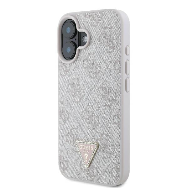 Funda para Apple iPhone 16, Guess, Crossbody 4G Triangle Strass, Azul