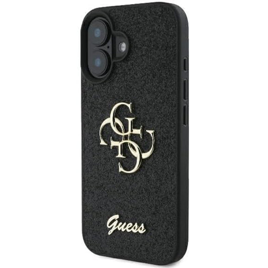 Funda para Apple iPhone 16, Guess, Fixed Glitter Big 4G, Negra