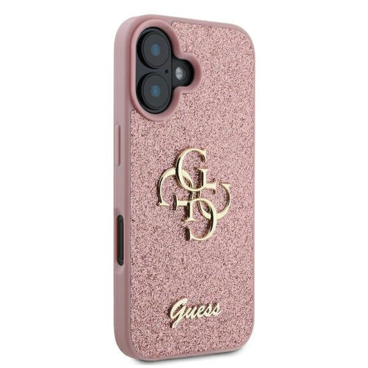Funda para Apple iPhone 16, Guess, Fixed Glitter Big 4G, Rosa