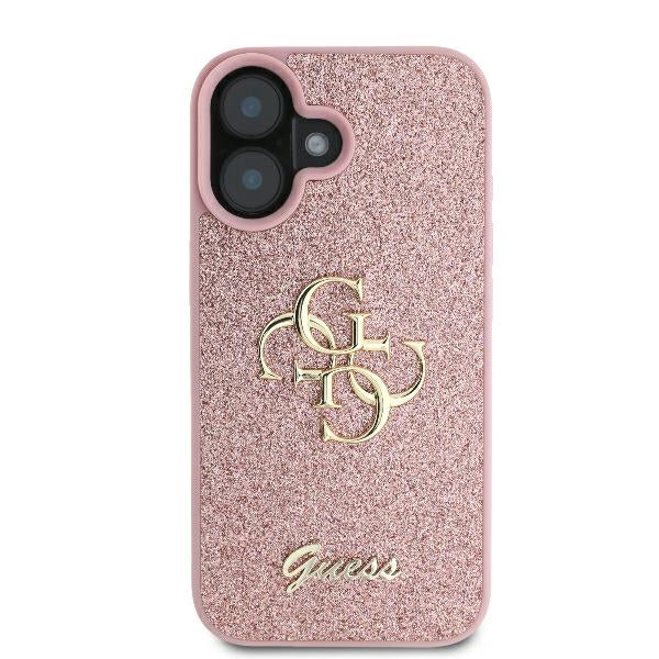 Funda para Apple iPhone 16, Guess, Fixed Glitter Big 4G, Rosa