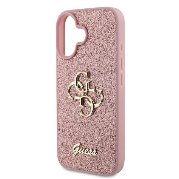 Funda para Apple iPhone 16, Guess, Fixed Glitter Big 4G, Rosa