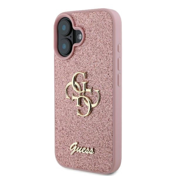 Funda para Apple iPhone 16, Guess, Fixed Glitter Big 4G, Rosa