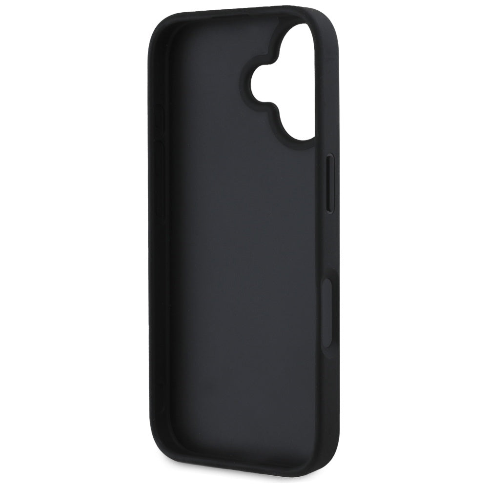 Funda para Apple iPhone 16, Guess, Grained Big 4G Logo Small Classic Logo, Negra