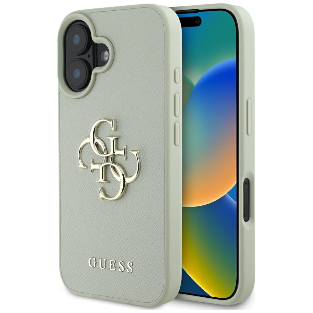 Funda para Apple iPhone 16, Guess, Grained Big 4G Logo Small Classic Logo, Verde