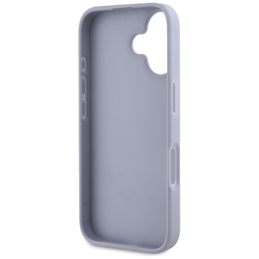 Funda para Apple iPhone 16, Guess, Hot Stamp 4G Pattern Triangle Logo, Lila Claro.