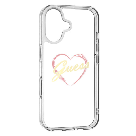 Funda para Apple iPhone 16, Guess, IML Heart, Transparente