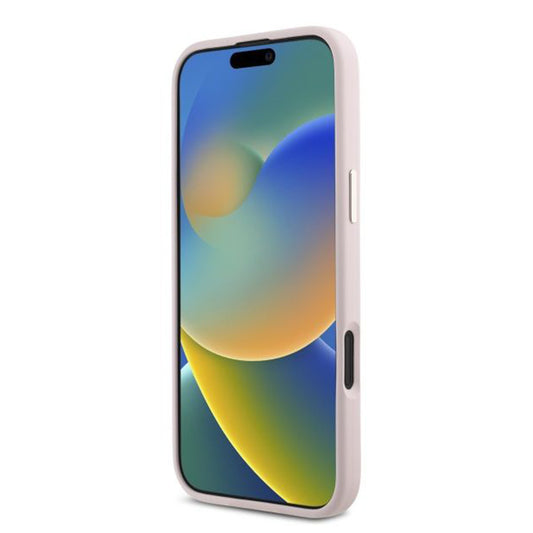 Funda para Apple iPhone 16, Guess, Script Metal Logo & Frame, Rosa