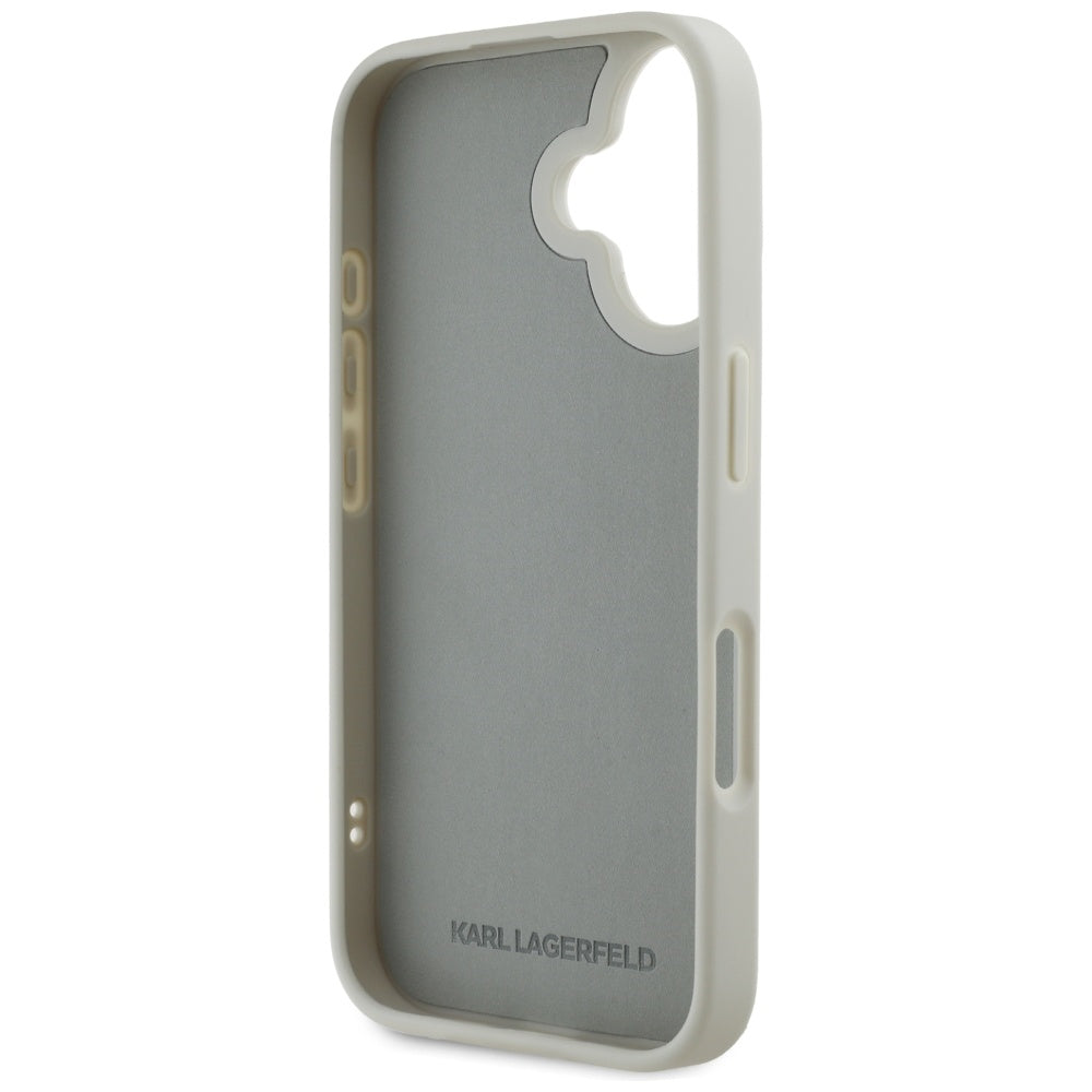 Funda para Apple iPhone 16, Karl Lagerfeld, 3D Rubber Karl & Choupette, Beige