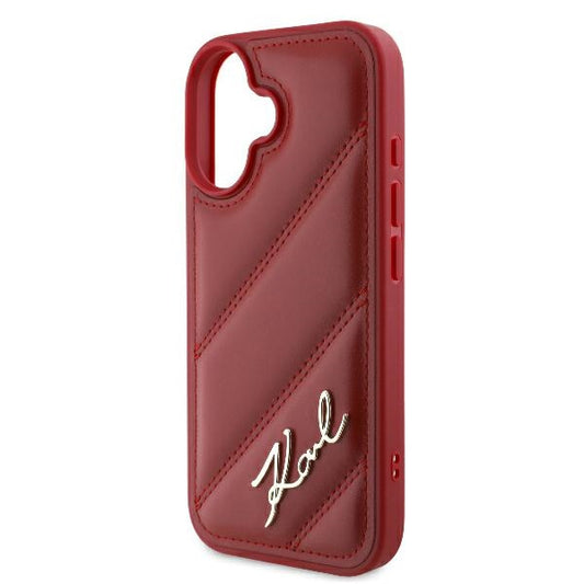 Funda para Apple iPhone 16, Karl Lagerfeld, Diagonal Quilted Script, Rosie