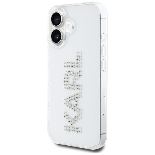 Funda para Apple iPhone 16, Karl Lagerfeld, IML Rhinestones Transparent Logo, Transparente