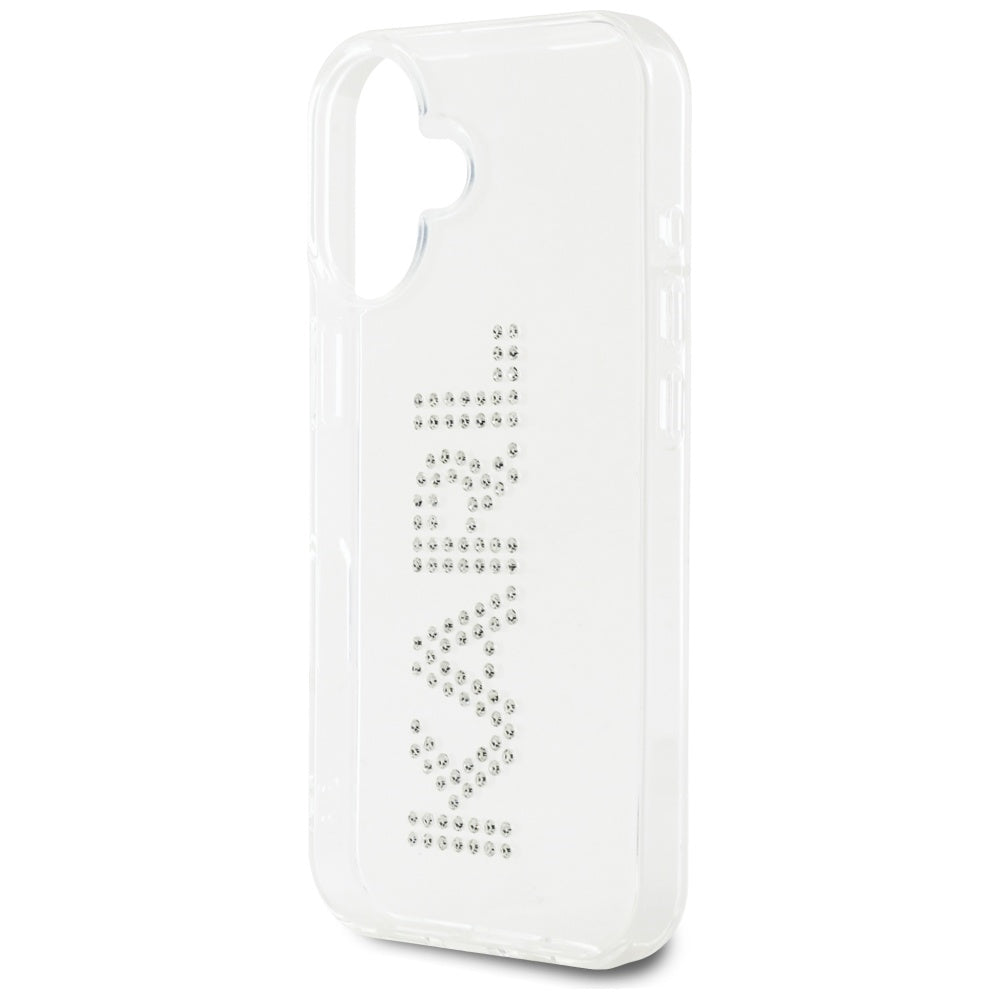 Funda para Apple iPhone 16, Karl Lagerfeld, IML Rhinestones Transparent Logo, Transparente