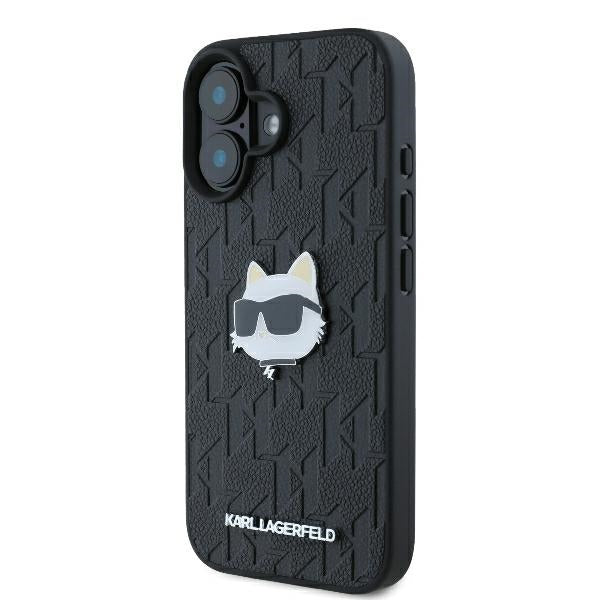 Funda para Apple iPhone 16, Karl Lagerfeld, Monograma Cabeza de Choupette, Negra