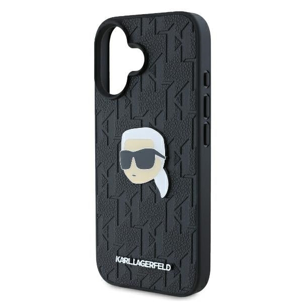 Funda para Apple iPhone 16, Karl Lagerfeld, Monograma Cabeza de Karl, Negra