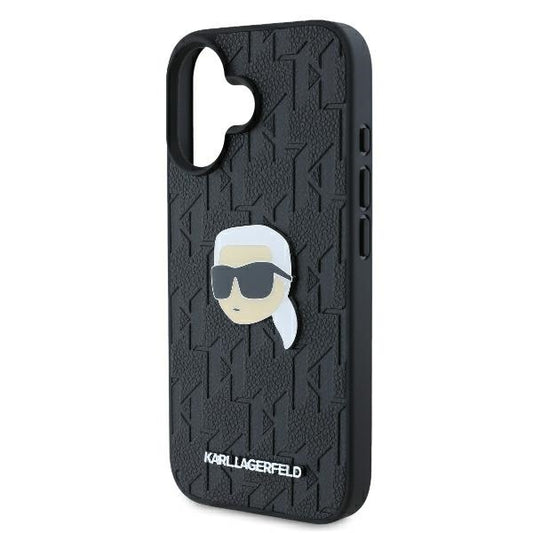 Funda para Apple iPhone 16, Karl Lagerfeld, Monograma Cabeza de Karl, Negra