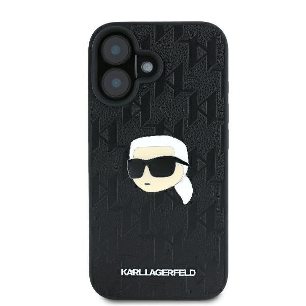 Funda para Apple iPhone 16, Karl Lagerfeld, Monograma Cabeza de Karl, Negra