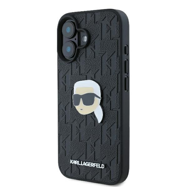 Funda para Apple iPhone 16, Karl Lagerfeld, Monograma Cabeza de Karl, Negra