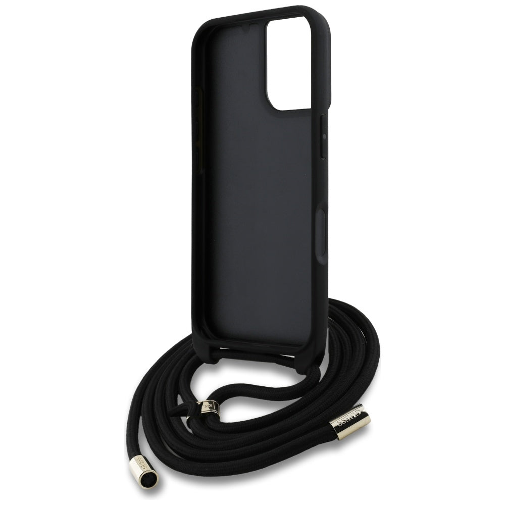 Funda para Apple iPhone 16 Plus, Guess, 4G CBDY Big Logo con Correa, Negra