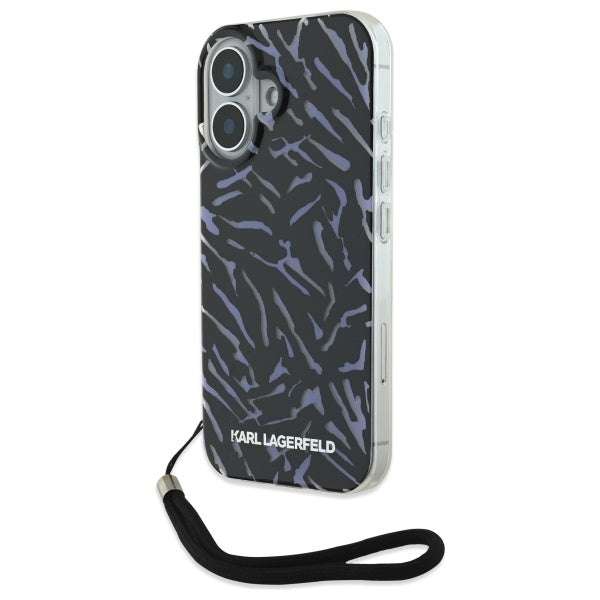 Funda para Apple iPhone 16 Plus, Karl Lagerfeld, Zebra with Cord Strap, Morado