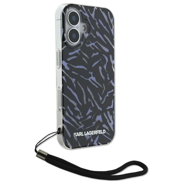 Funda para Apple iPhone 16 Plus, Karl Lagerfeld, Zebra with Cord Strap, Morado
