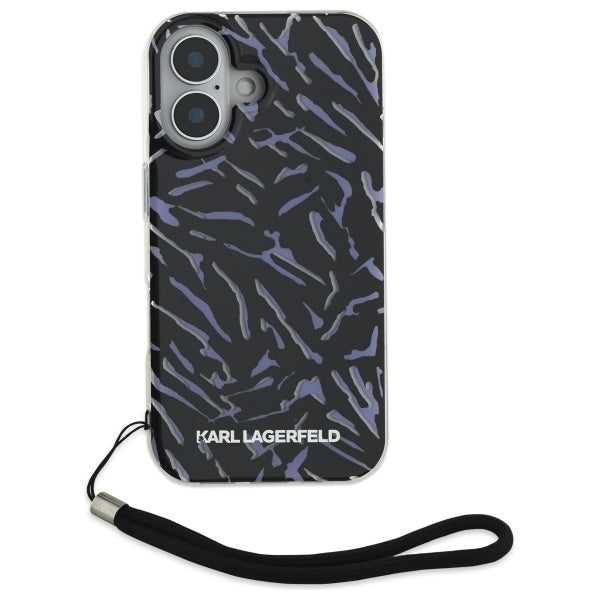 Funda para Apple iPhone 16 Plus, Karl Lagerfeld, Zebra with Cord Strap, Morado