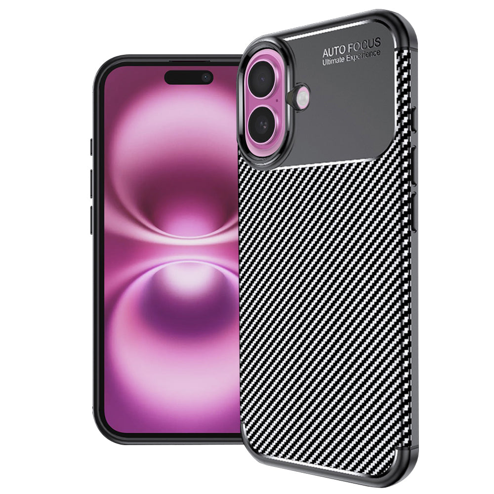 Funda para Apple iPhone 16 Plus, Techsuit, Fibra de Carbon, Negra
