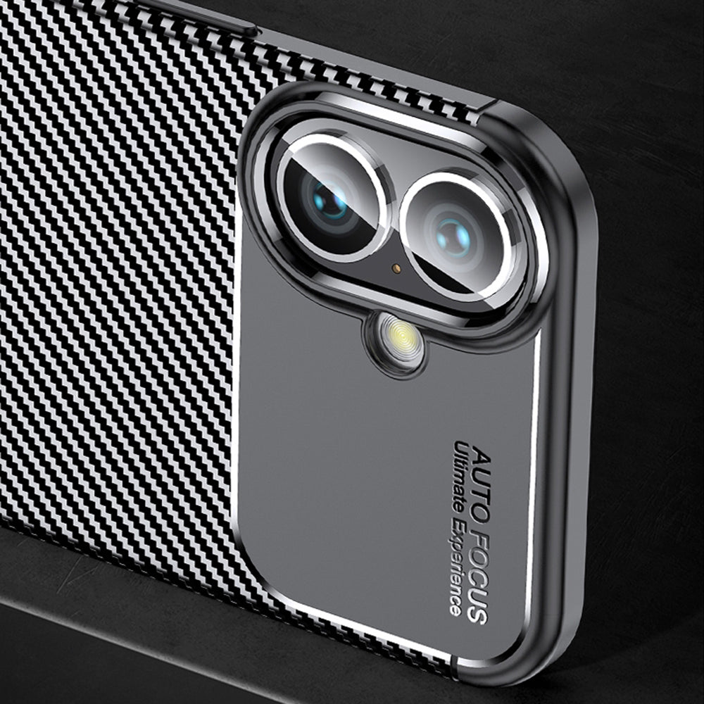 Funda para Apple iPhone 16 Plus, Techsuit, Fibra de Carbon, Negra