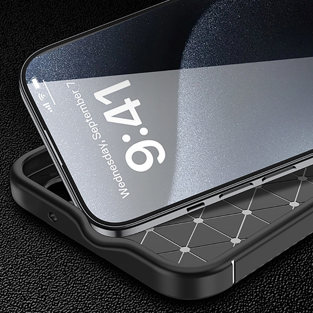 Funda para Apple iPhone 16 Plus, Techsuit, Fibra de Carbon, Negra