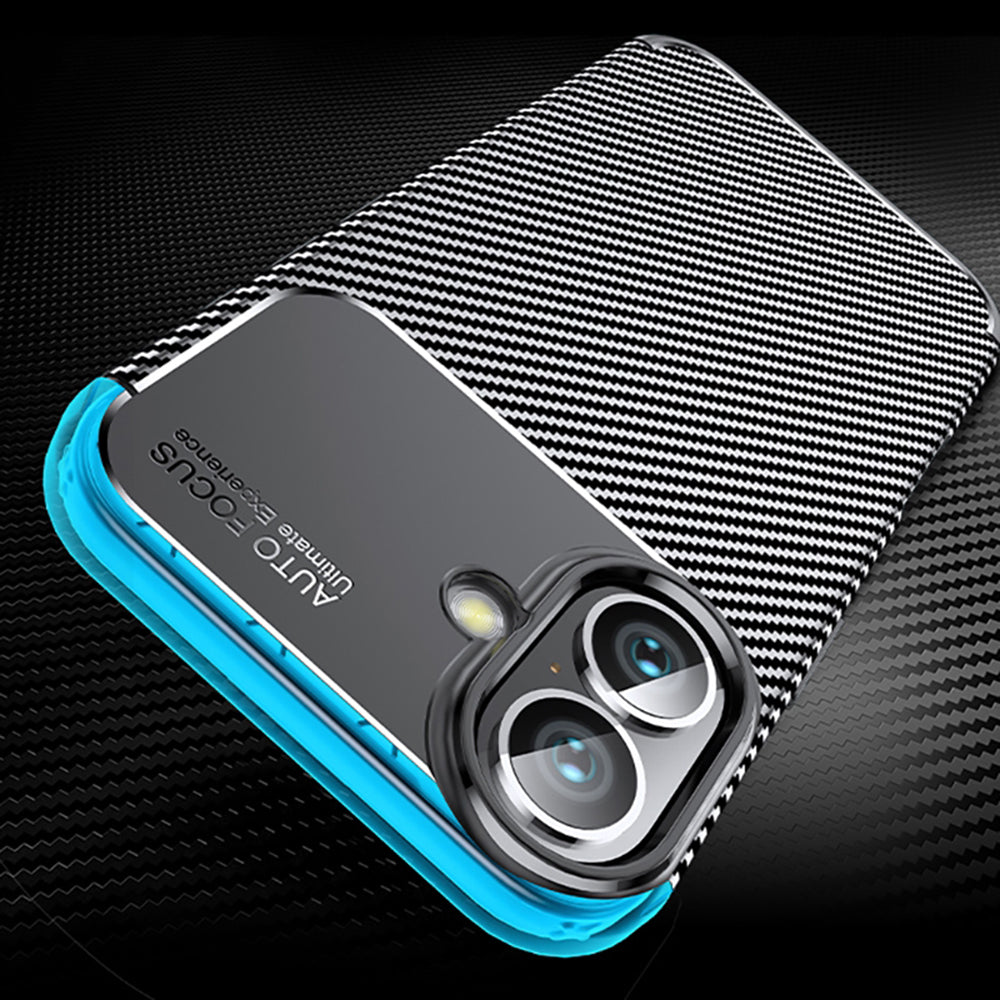 Funda para Apple iPhone 16 Plus, Techsuit, Fibra de Carbon, Negra