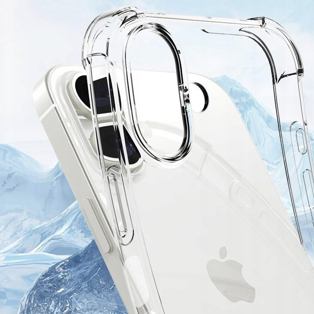Funda para Apple iPhone 16 Plus, Techsuit, Transparente a prueba de golpes (Agujero grande para lente), Transparente