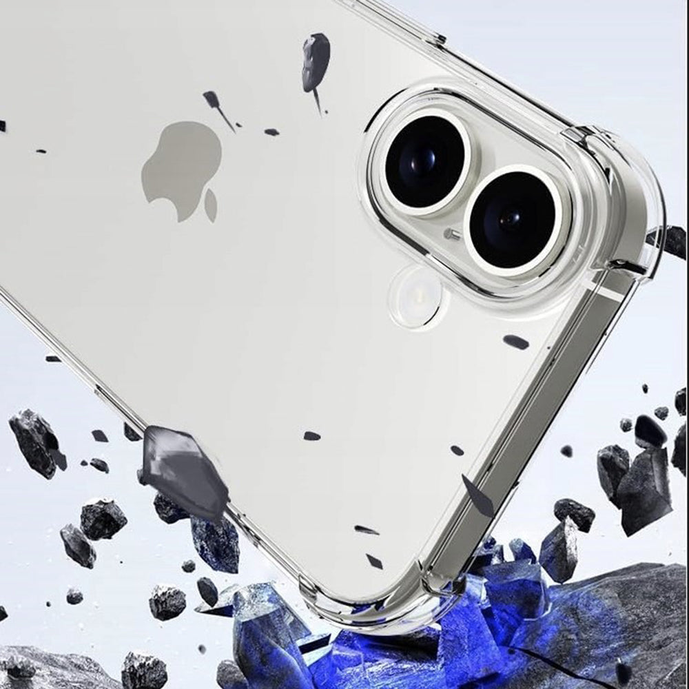 Funda para Apple iPhone 16 Plus, Techsuit, Transparente a prueba de golpes (Agujero grande para lente), Transparente