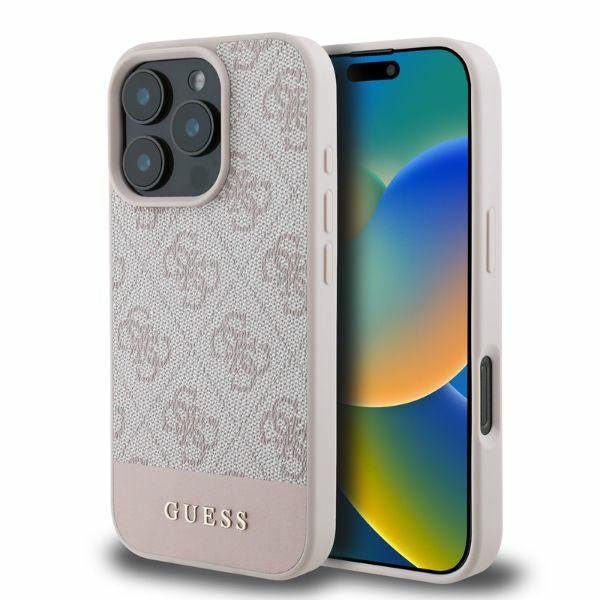 Funda para Apple iPhone 16 Pro, Guess, 4G Bottom Stripe, Rosa