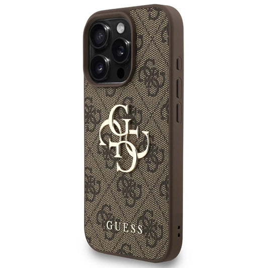 Funda para Apple iPhone 16 Pro, Guess, 4G Classic Logo con Correa, Marrón