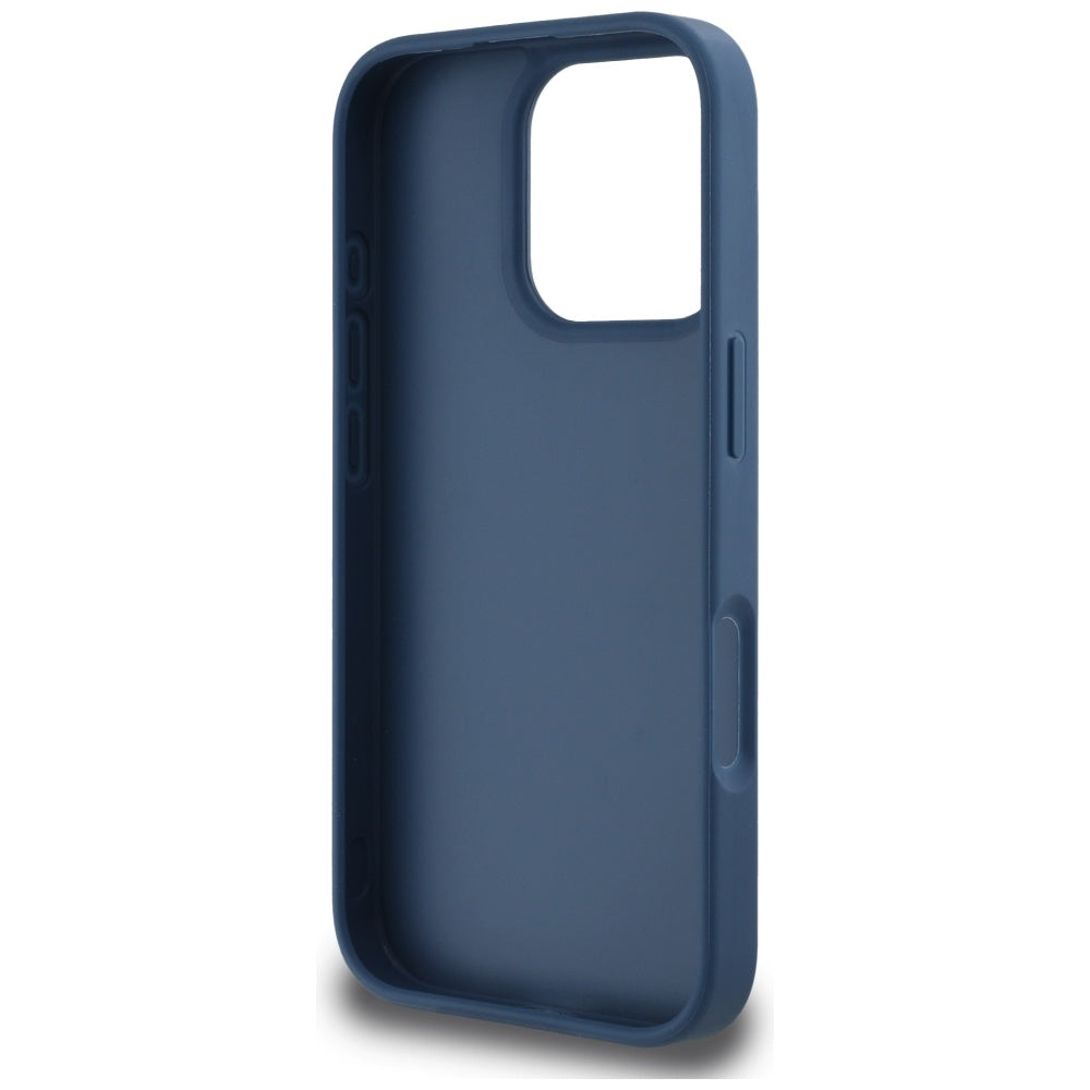 Funda para Apple iPhone 16 Pro, Guess, 4G Grained Roses Big Logo, Azul