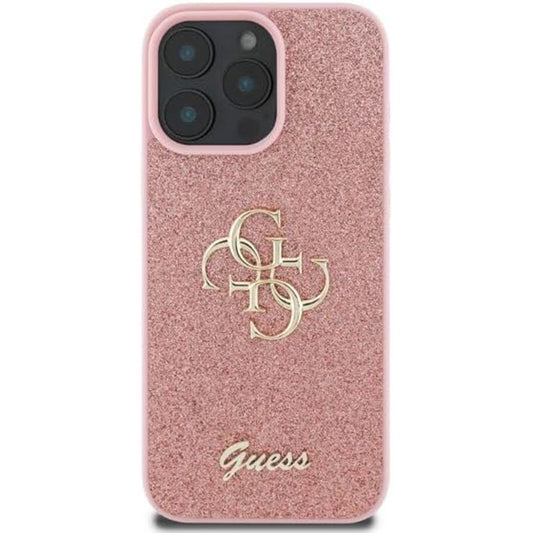 Funda para Apple iPhone 16 Pro, Guess, Fixed Glitter Big 4G, Rosa.