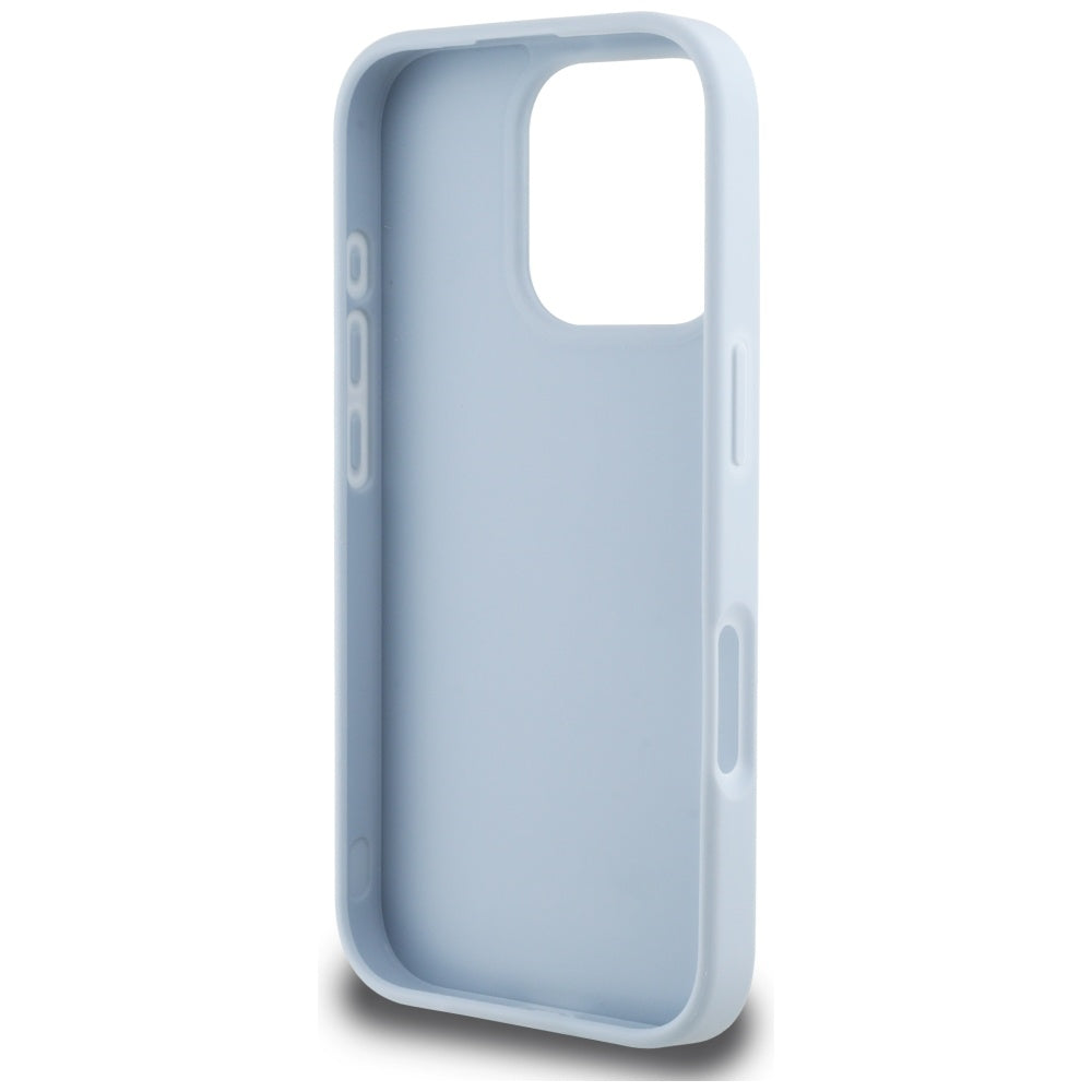 Funda para Apple iPhone 16 Pro, Guess, Grained Big 4G Logo Small Classic Logo, Azul