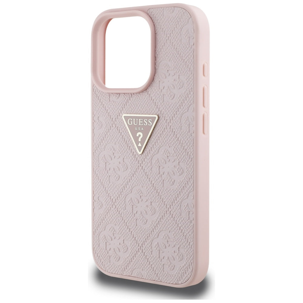 Funda para Apple iPhone 16 Pro, Guess, Hot Stamp 4G Pattern Triangle Logo, Rosa