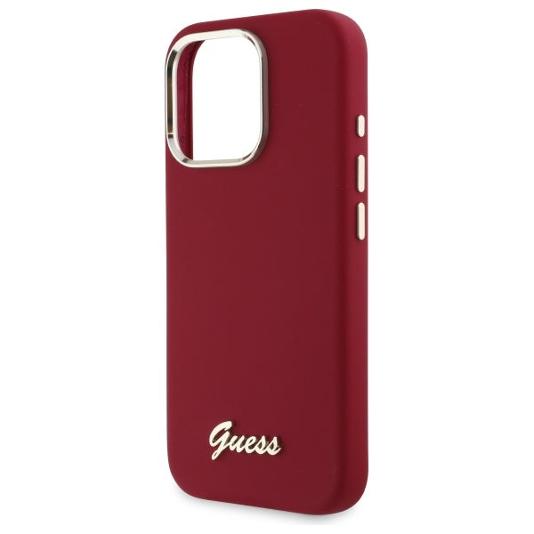 Case for Apple iPhone 16 Pro, Guess, Script Metal Logo, Pink